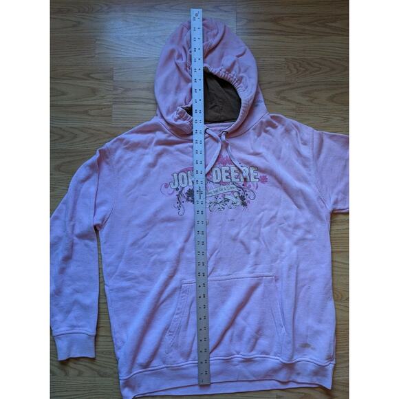 John Deere Pink Pullover Hoodie Size XL Graphic Nothing Runs Like Deere SEE DESC - Picture 8 of 10